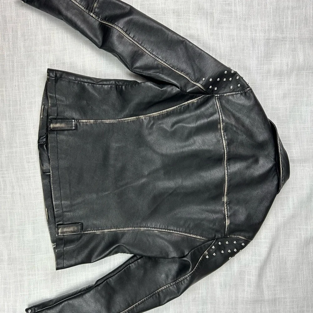 Topshop Heavy, Excellent Quality Faux Leather Jacket With Studs - Picture 9 of 11